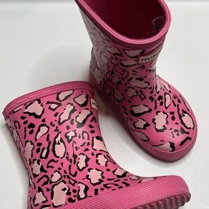 Hunter Leopard Rain Boots Baby / Toddler Girls Size 5 Pink Animal Print Wellies
